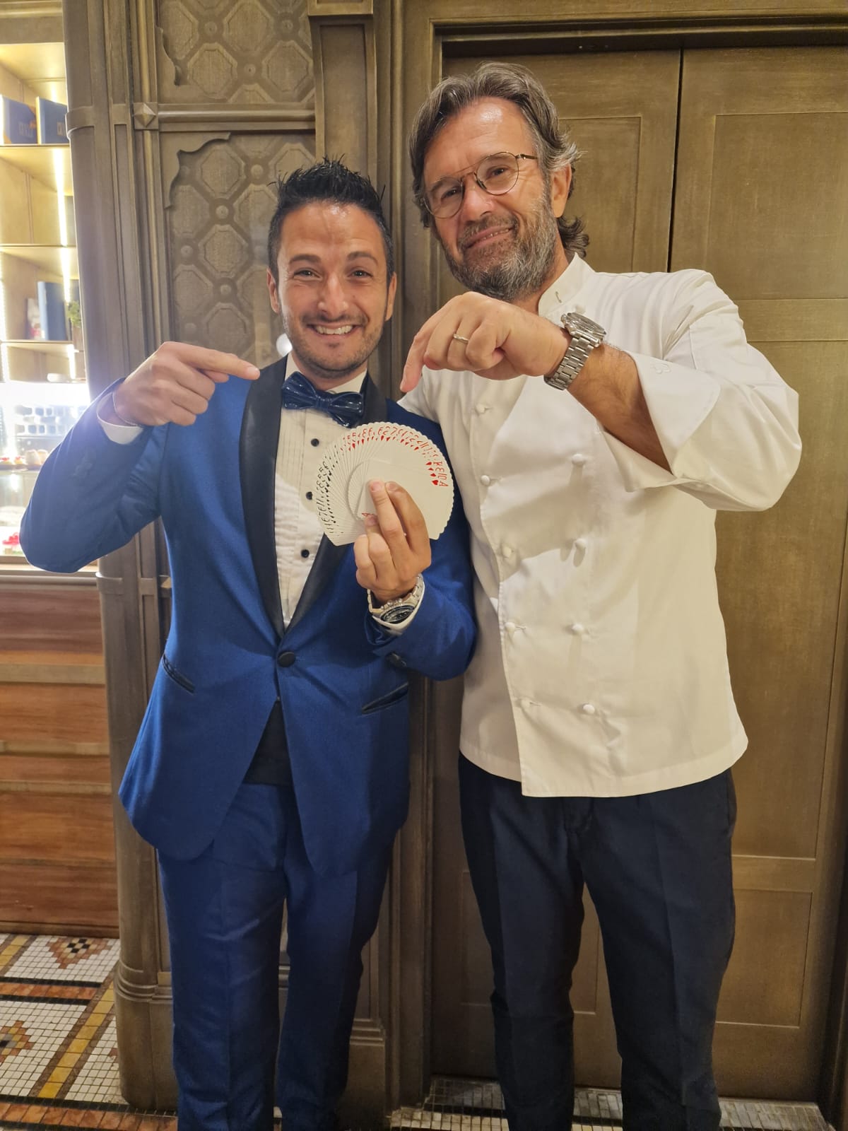 Nikola Previti con lo chef Carlo Cracco