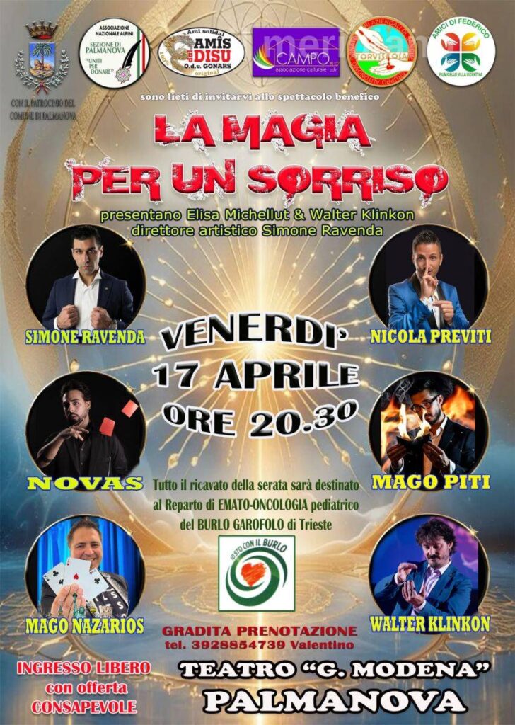 NICOLA OSPITE A “LA MAGIA PER UN SORRISO”, GALÀ BENEFICO A PALMANOVA