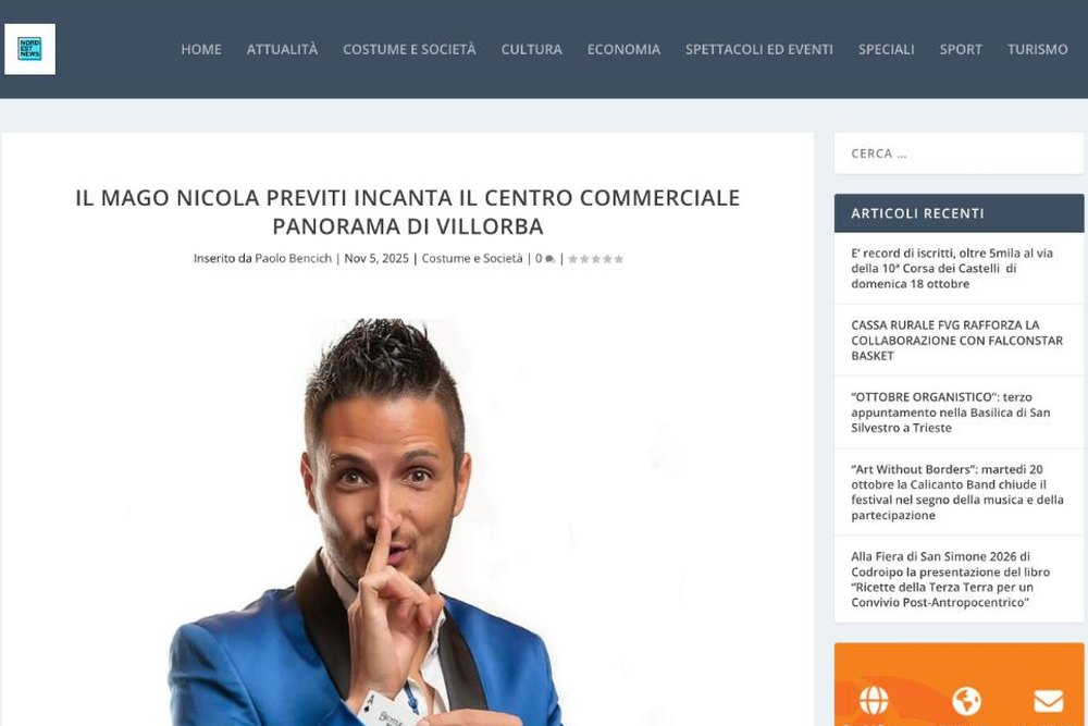 NordEst News: Il mago Nicola Previti incanta il Centro Commerciale Panorama di Villorba