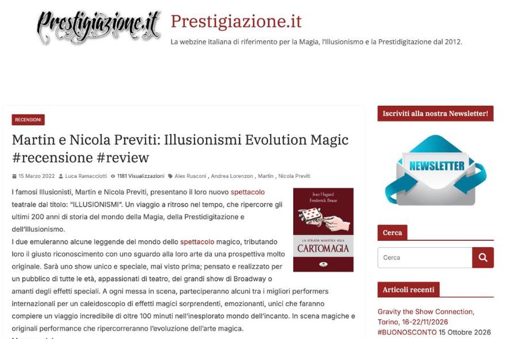 Prestigiazione.it: Martin e Nicola Previti, Illusionismi Evolution Magic